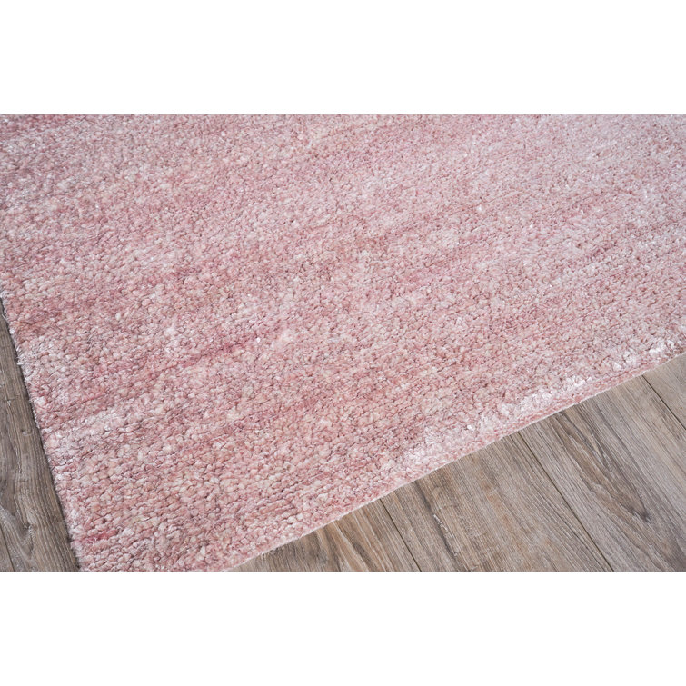 Hand-Knotted Pink Wool and Viscose 9' x 12' Area Rug