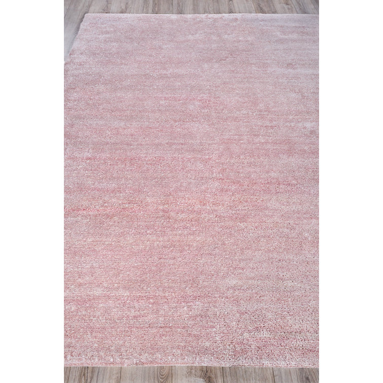 Hand-Knotted Pink Wool and Viscose 9' x 12' Area Rug