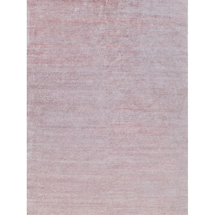 Hand-Knotted Pink Wool and Viscose 9' x 12' Area Rug