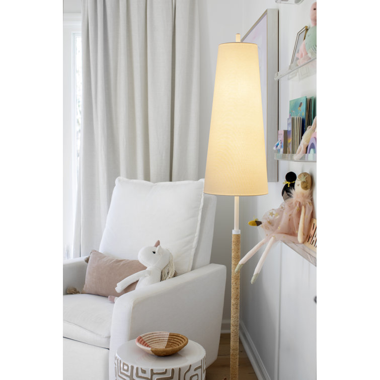 Tomlin White and Natural Belgian Linen Floor Lamp