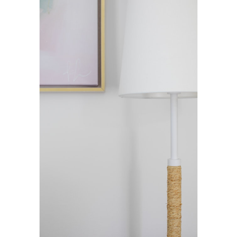 Tomlin White and Natural Belgian Linen Floor Lamp