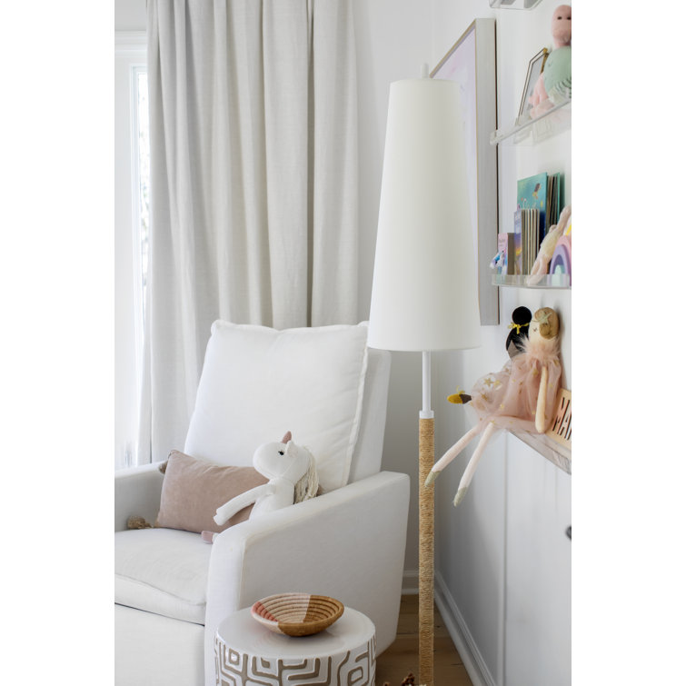 Tomlin White and Natural Belgian Linen Floor Lamp