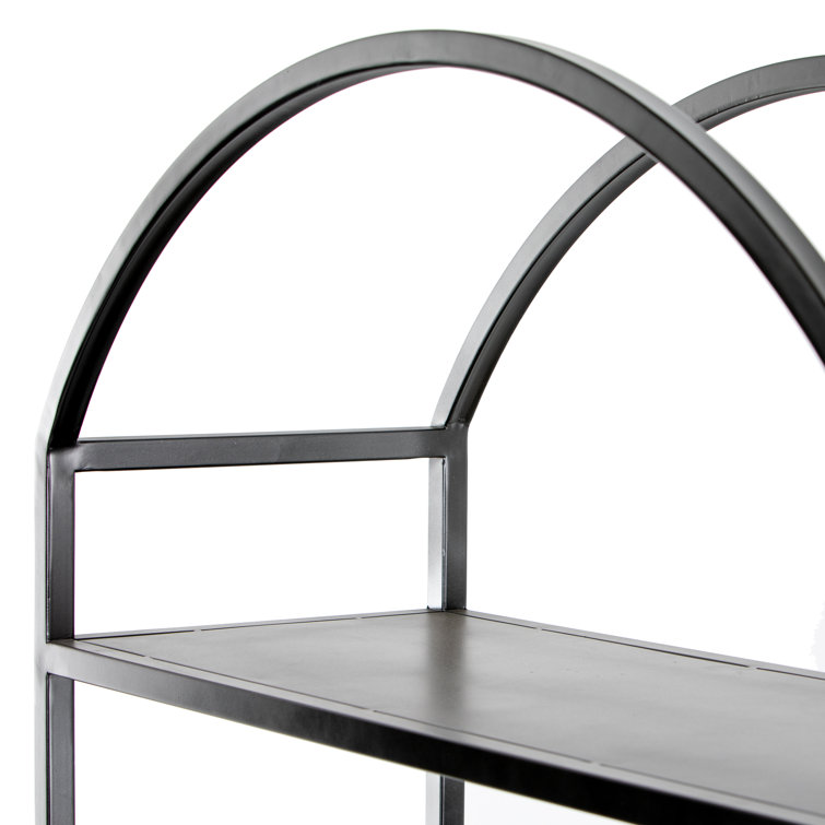 Modern Arched Black Iron Etagere Bookcase 39.5" W