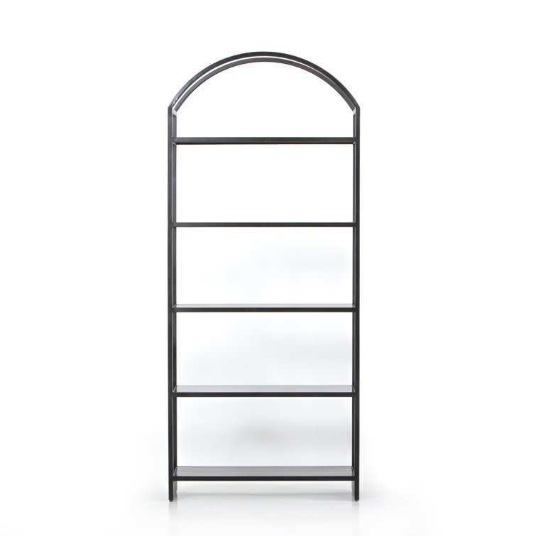 Modern Arched Black Iron Etagere Bookcase 39.5" W