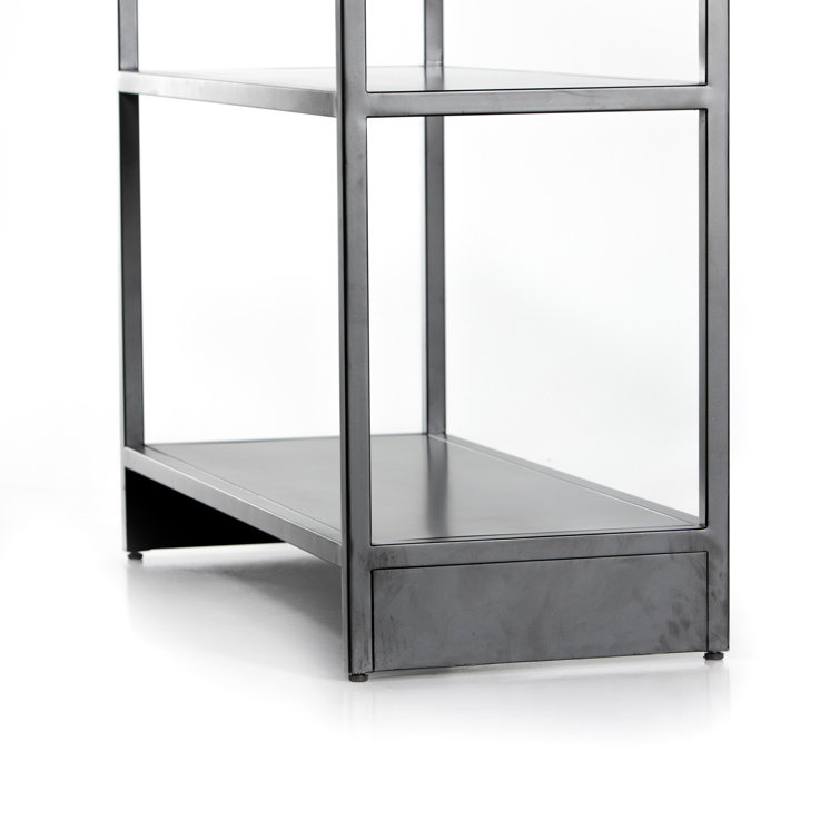 Modern Arched Black Iron Etagere Bookcase 39.5" W