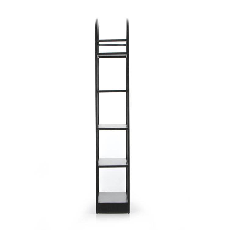 Modern Arched Black Iron Etagere Bookcase 39.5" W