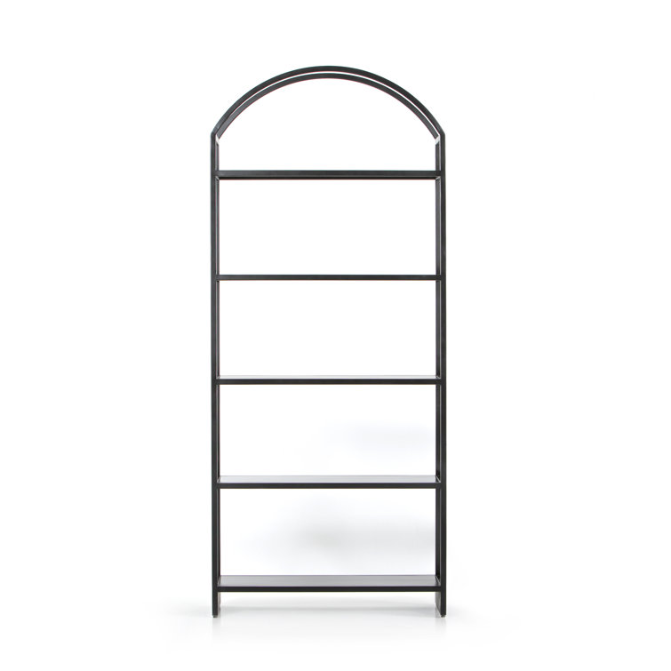 Modern Arched Black Iron Etagere Bookcase 39.5" W