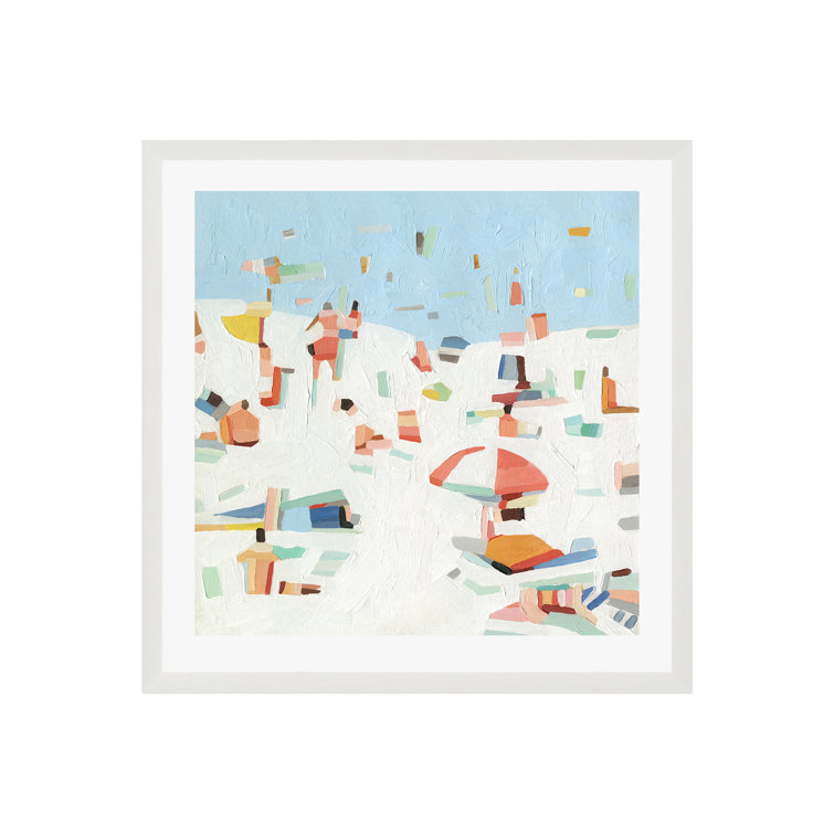 Summer Confetti Abstract Beach Scene Print with White Frame