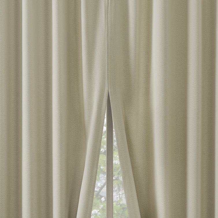 Cream Polyester 96" Blackout Back Tab Curtain Panel Pair