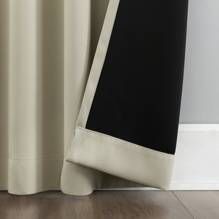 Cream Polyester 96" Blackout Back Tab Curtain Panel Pair