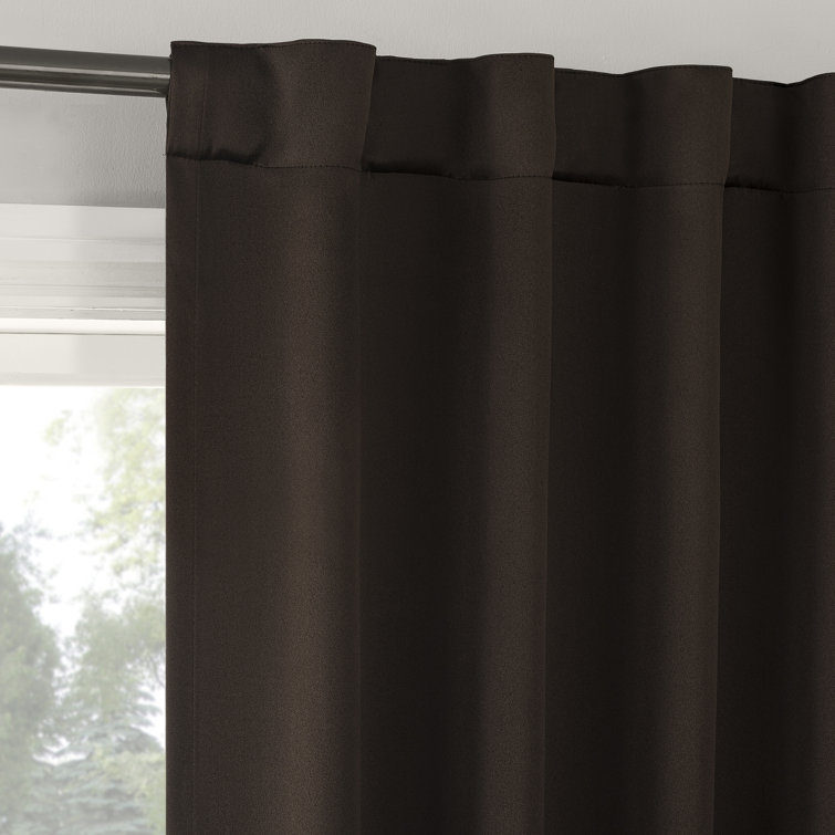 Chocolate Brown Blackout Back Tab Curtain Panel Pair, 63" Length