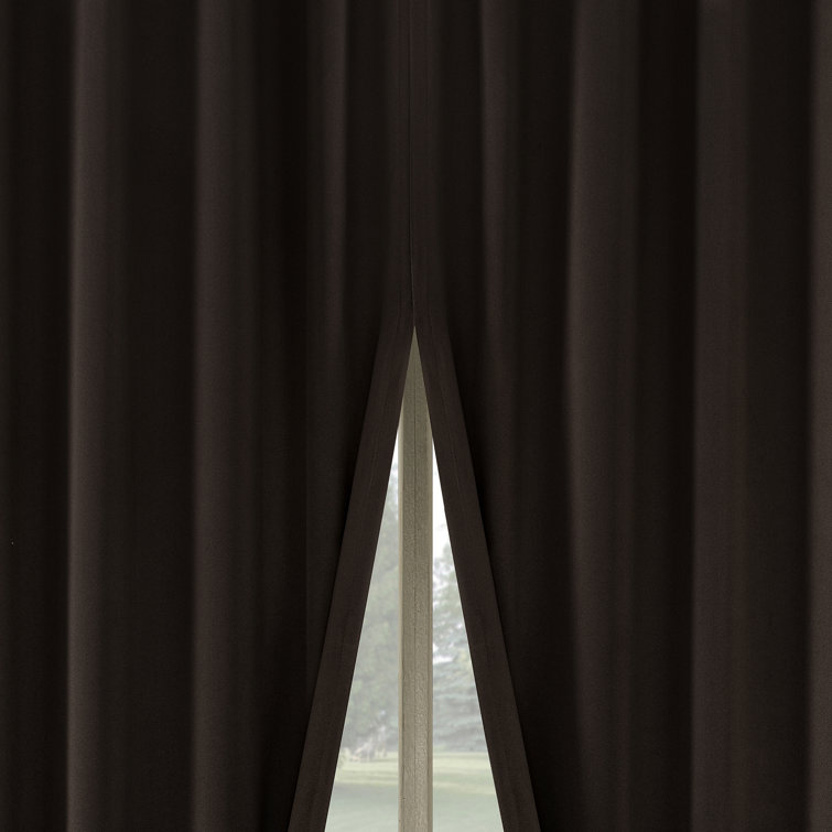 Chocolate Brown Blackout Back Tab Curtain Panel Pair, 63" Length