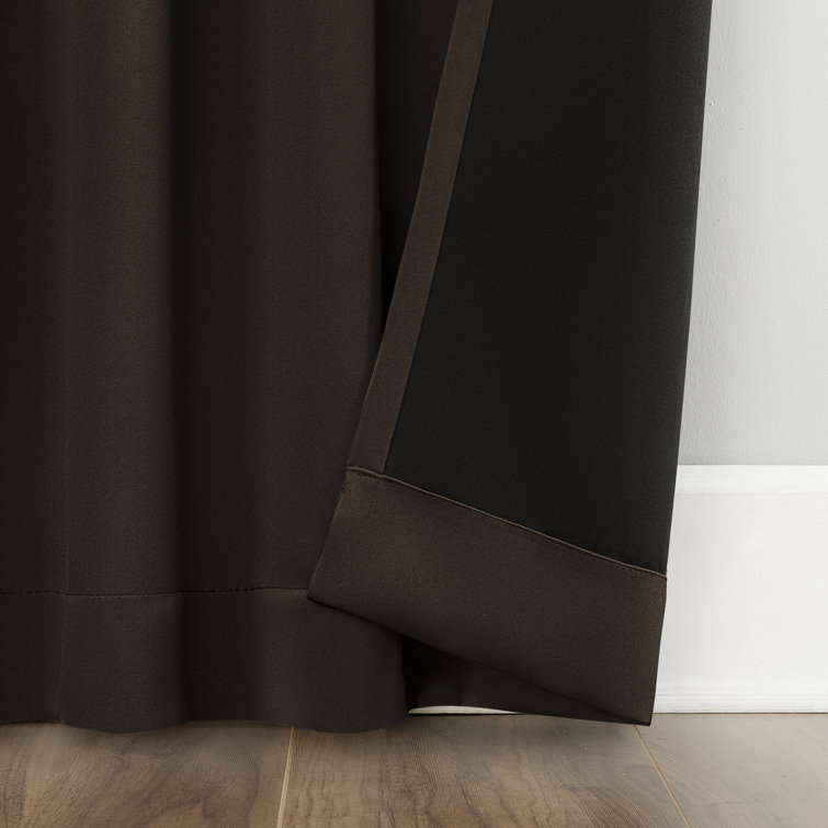 Chocolate Brown Blackout Back Tab Curtain Panel Pair, 63" Length