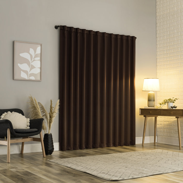 Chocolate Brown Blackout Back Tab Curtain Panel Pair, 63" Length