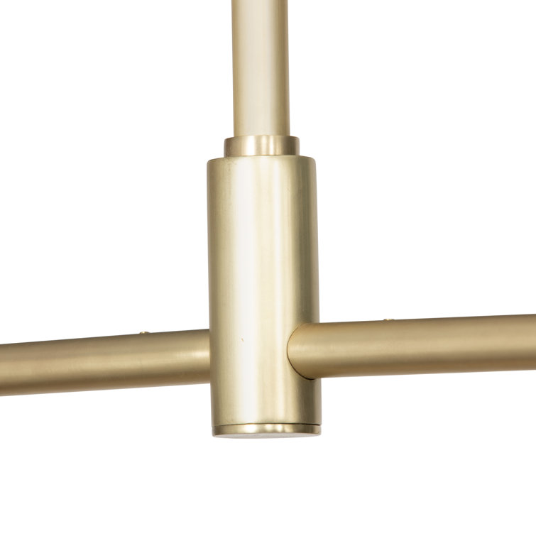 Cullen Aged Brass 2-Light LED Island Pendant with Walnut and Leather Accents
