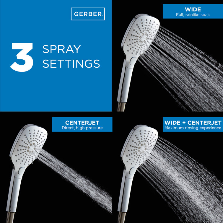 Chrome Adjustable Height Square Wall Mounted Shower Head