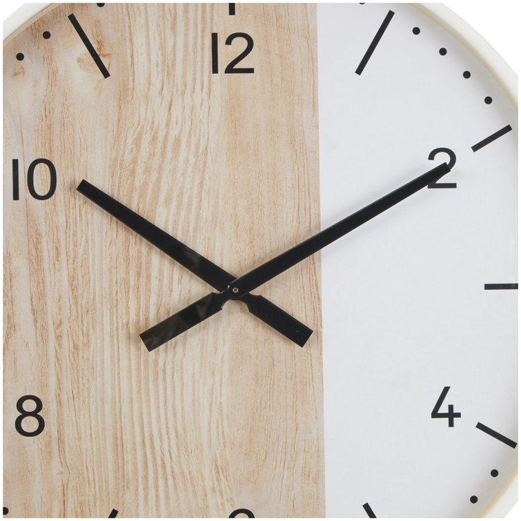 Nesrine 40'' Brown and White Stainless Steel Wall Clock