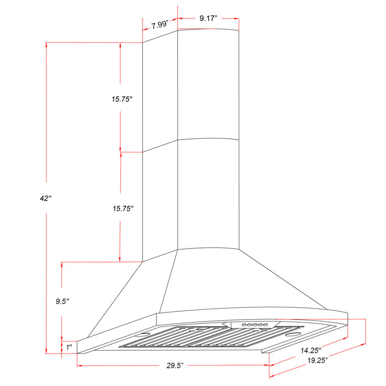 30-Inch Vine Embossed Copper Convertible Wall-Mounted Range Hood