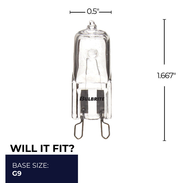 Clear 100W Dimmable T4 Halogen Bi-Pin Bulbs, Pack of 5