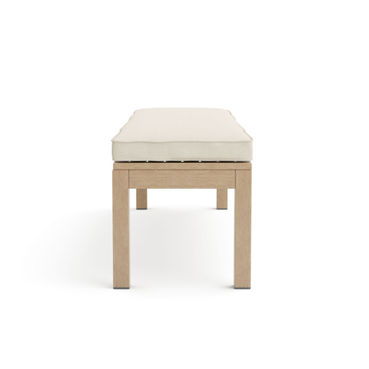 Bordeaux 57" Beige Aluminum Outdoor Dining Bench with Foam Cushion