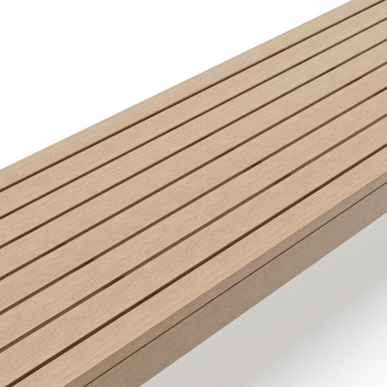 Bordeaux 57" Beige Aluminum Outdoor Dining Bench with Foam Cushion