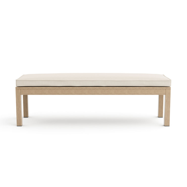 Bordeaux 57" Beige Aluminum Outdoor Dining Bench with Foam Cushion