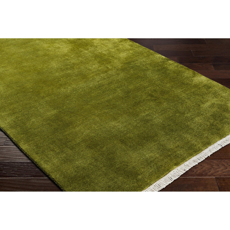 Handmade Dark Green Wool Rectangular 9' x 12' Rug
