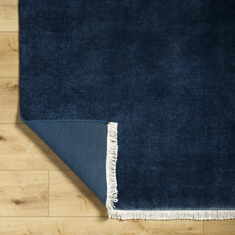 Handmade Midnight Blue Wool Rectangular Rug 5' x 7'