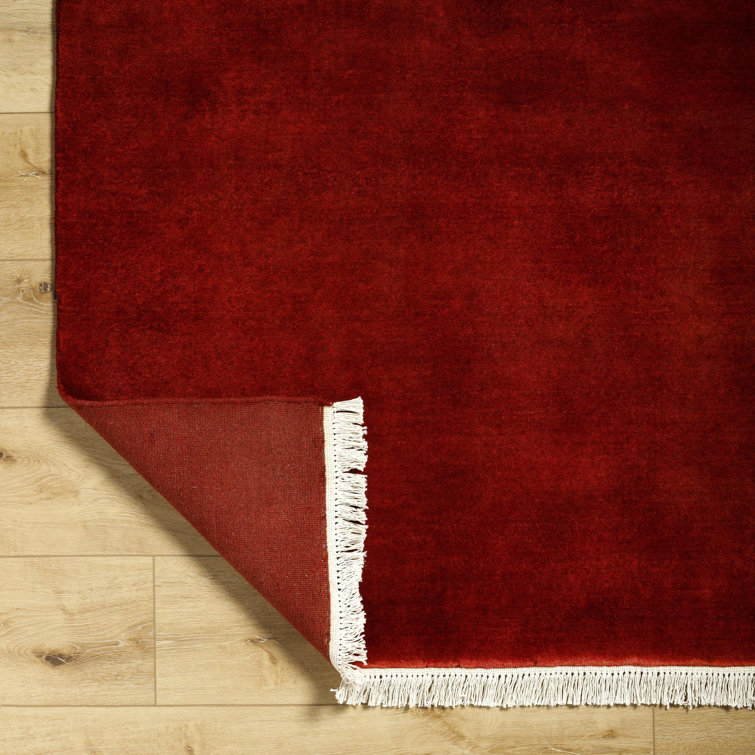 Handmade Red Wool Rectangular 5' x 7' Rug