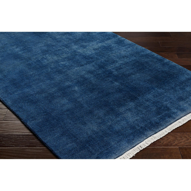 Handmade Midnight Blue Wool Rectangular Rug 5' x 7'