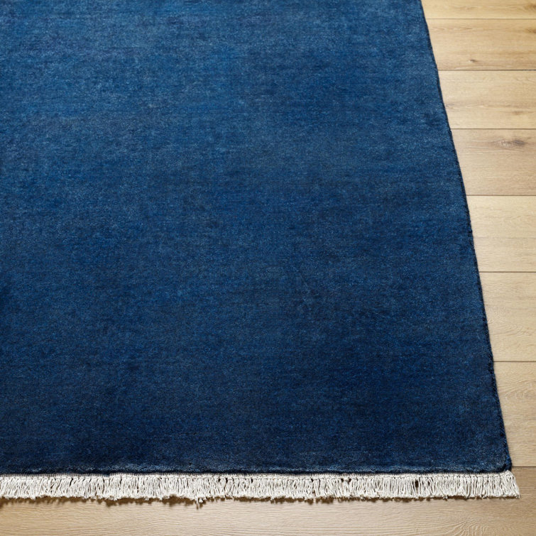 Handmade Midnight Blue Wool Rectangular Rug 5' x 7'