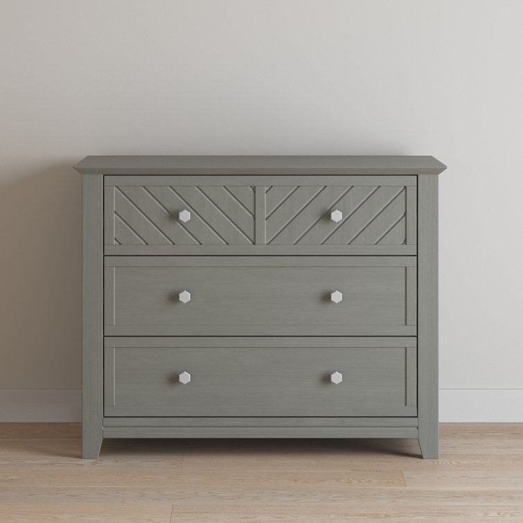 Lunar Gray Modern Chevron 3-Drawer Nursery Dresser
