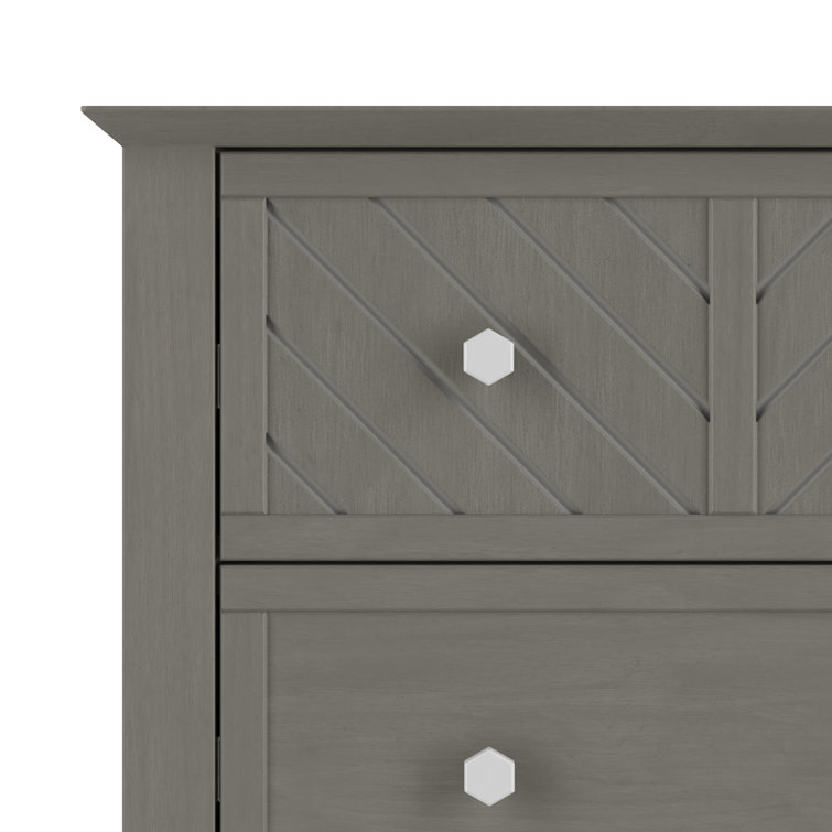 Lunar Gray Modern Chevron 3-Drawer Nursery Dresser