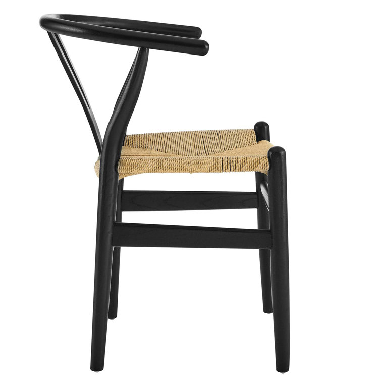 Black Wishbone Arm Chair with Paper Rope Seat