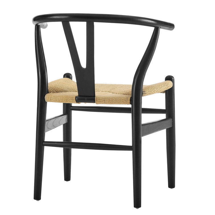 Black Wishbone Arm Chair with Paper Rope Seat
