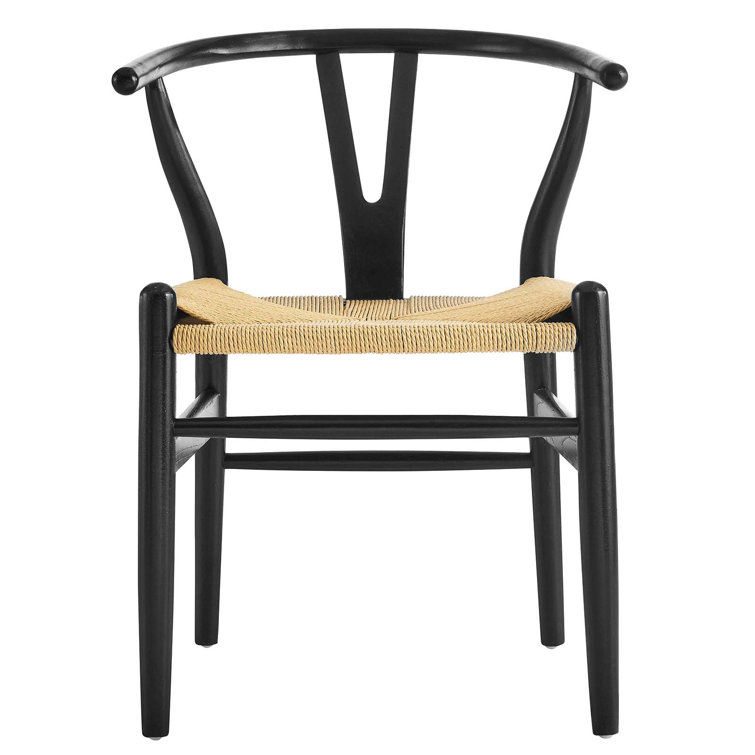 Black Wishbone Arm Chair with Paper Rope Seat
