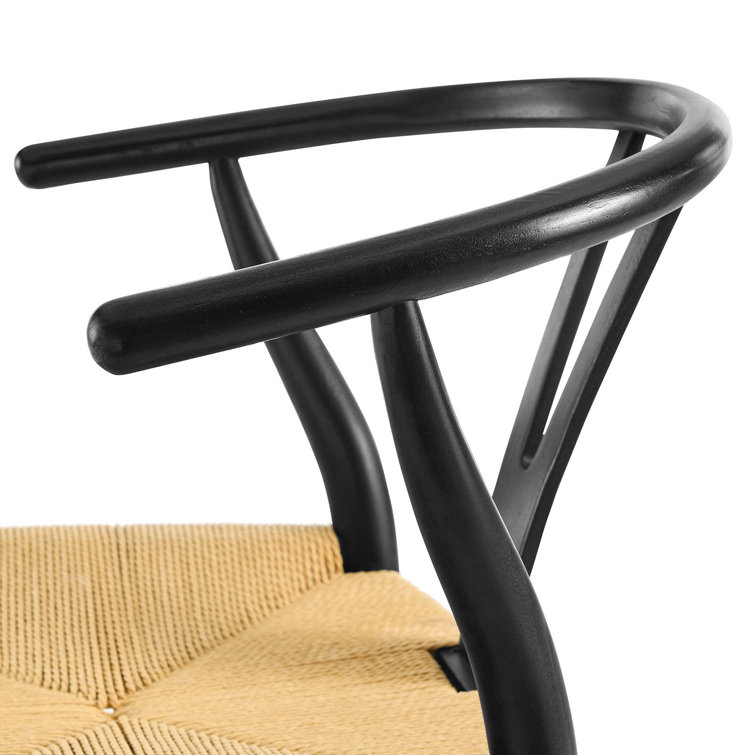 Black Wishbone Arm Chair with Paper Rope Seat