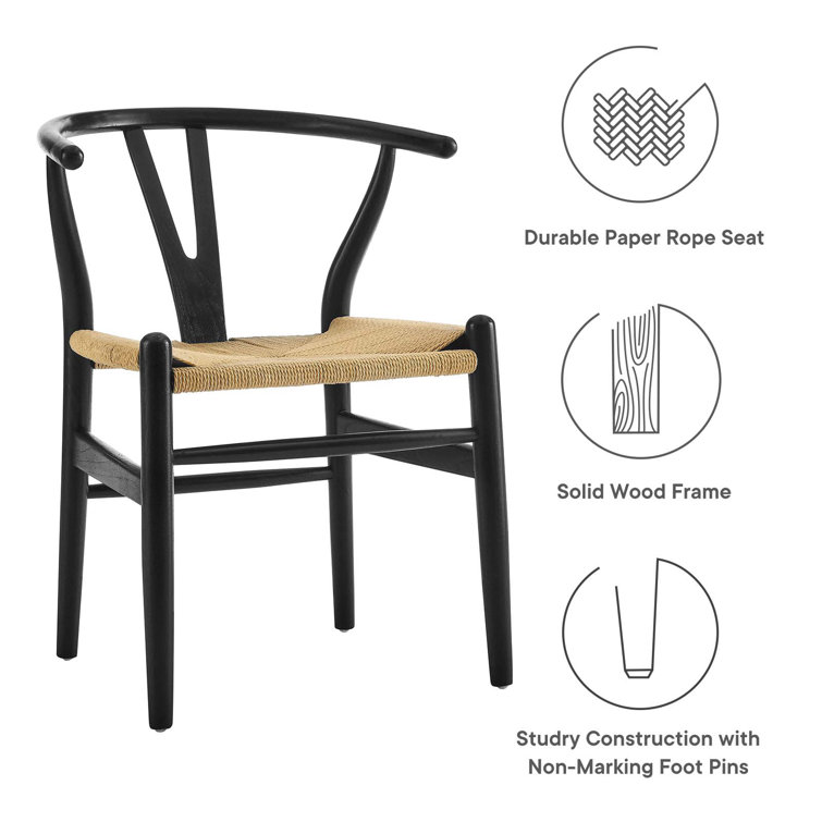 Black Wishbone Arm Chair with Paper Rope Seat
