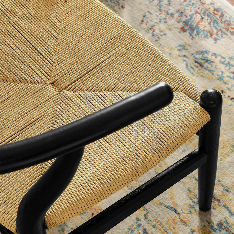 Black Wishbone Arm Chair with Paper Rope Seat