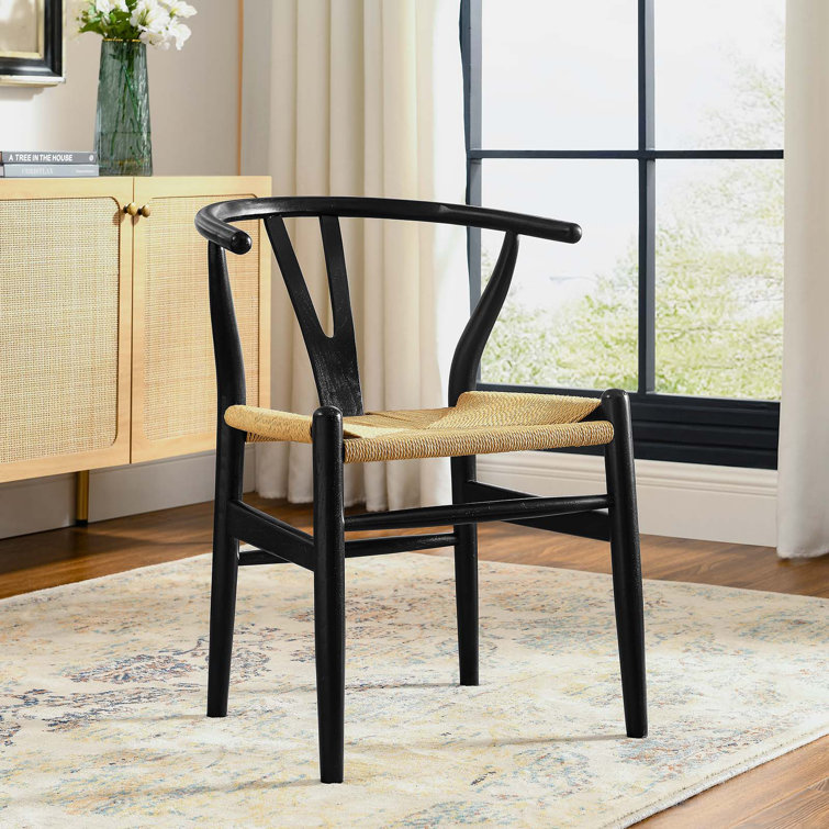 Black Wishbone Arm Chair with Paper Rope Seat