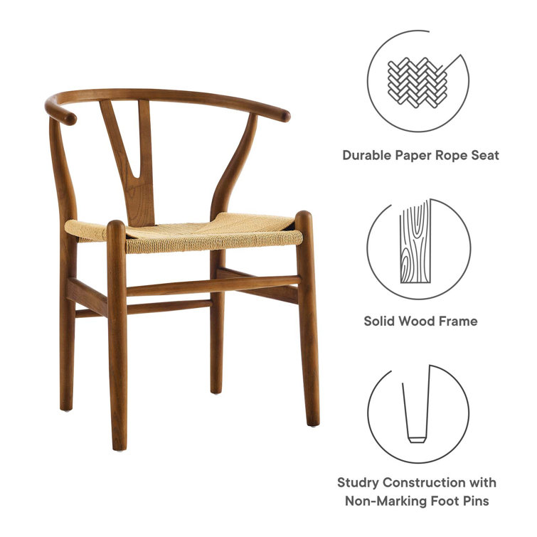 Walnut Wishbone Arm Chair with Paper Rope Seat