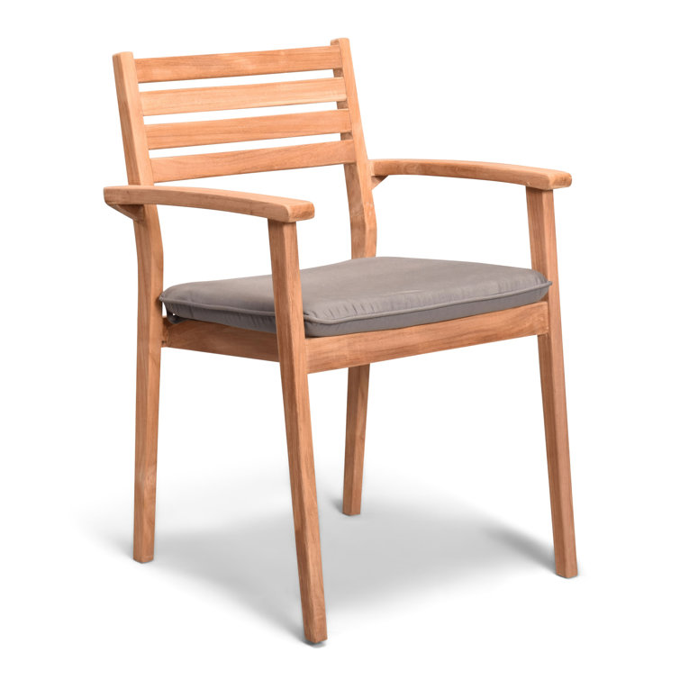 Teak Wood Outdoor Dining Chair with Gray Sunbrella Cushion