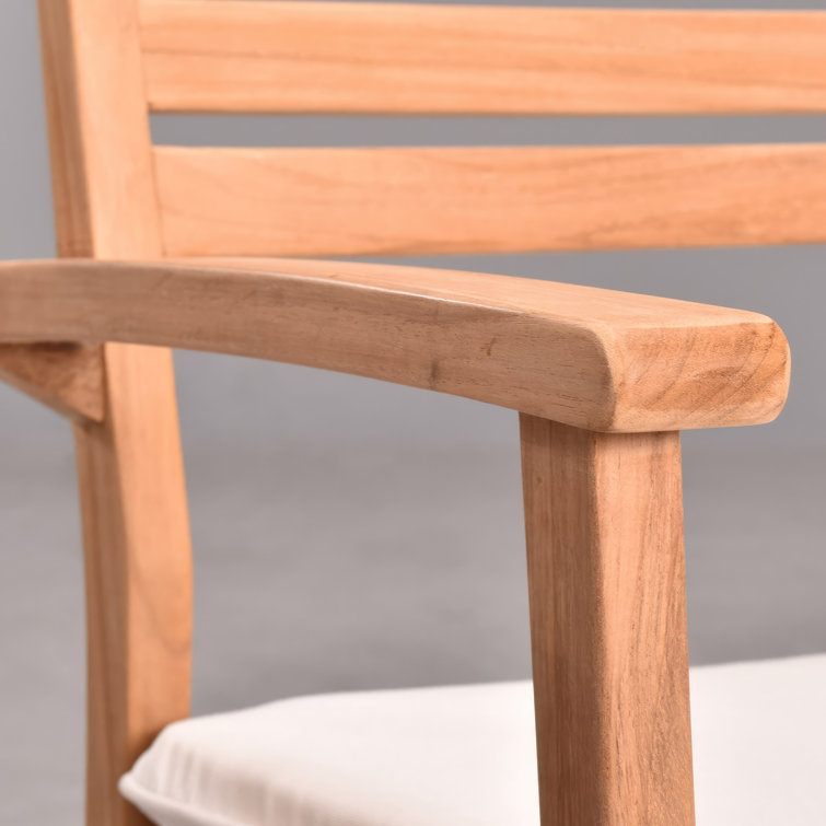 Teak Wood Outdoor Dining Chair with Gray Sunbrella Cushion