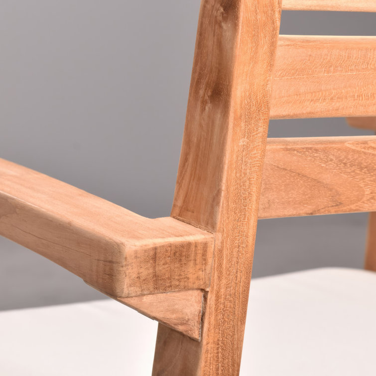 Teak Wood Outdoor Dining Chair with Gray Sunbrella Cushion