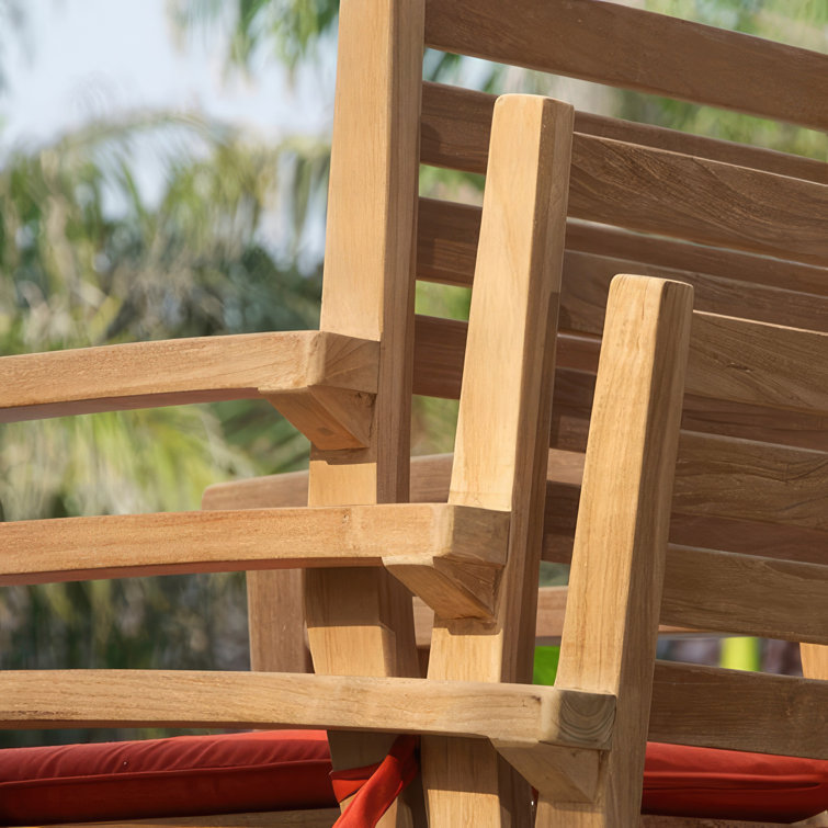 Teak Wood Outdoor Dining Chair with Gray Sunbrella Cushion