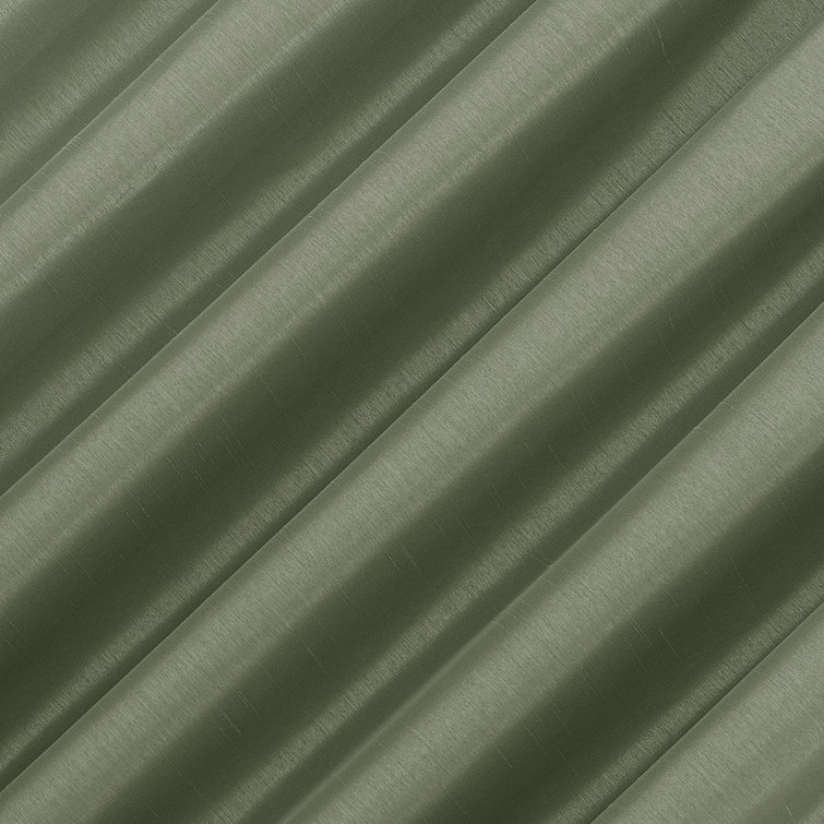 Moss Green Faux Silk Blackout Back Tab Curtain Panel 50" x 84"