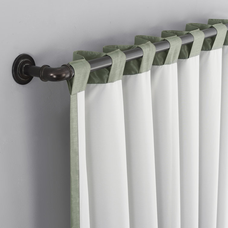 Moss Green Faux Silk Blackout Back Tab Curtain Panel 50" x 84"