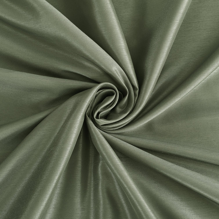 Moss Green Faux Silk Blackout Back Tab Curtain Panel 50" x 84"