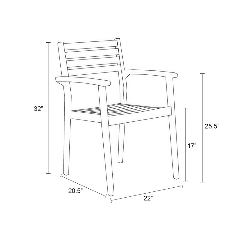 Teak Wood Outdoor Dining Chair with Gray Sunbrella Cushion
