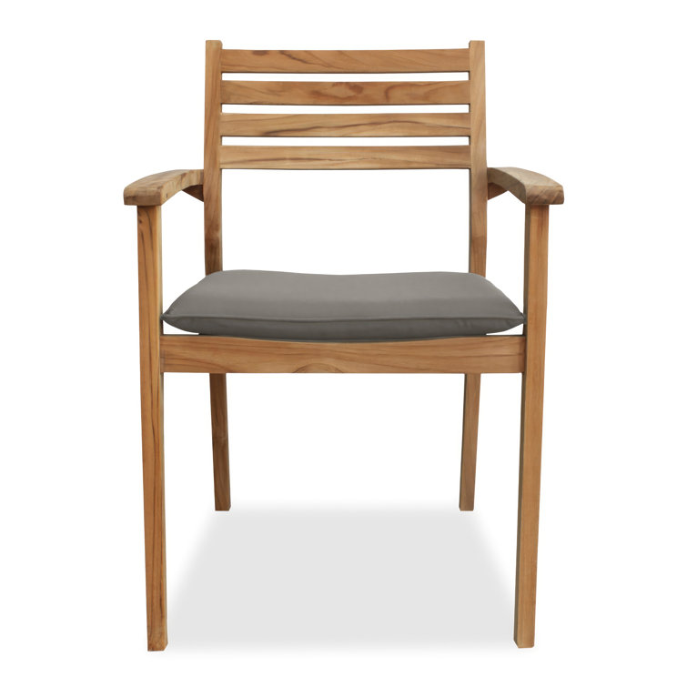 Teak Wood Outdoor Dining Chair with Gray Sunbrella Cushion